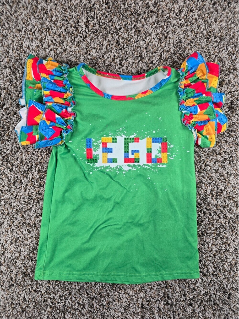 Lego Toddler Girls Sz 4T Ruffled Sleeve Boutique Shirt Green
